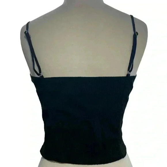 Guess, Ruffled, Black, Smock Tank With Adjustable Straps, Size Medium, Pre Loved - Picture 8 of 10